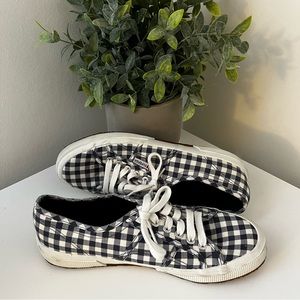 Superga blue and white checkered sneakers